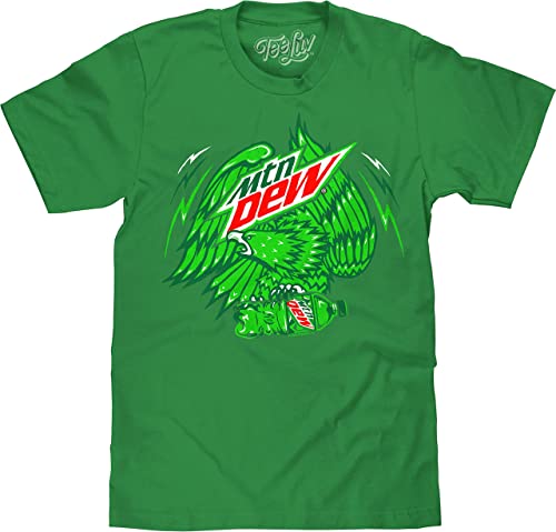 Tee Luv Men's MTN Dew Eagle Shirt - Mountain Dew Soda Logo T-Shirt (Green) (L)