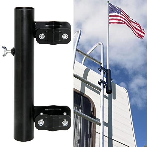 DIYIIRON RV Ladder Mounted Flagpole Holder, Heavy Duty RV Flag Holder,Compatible with 1' RV Ladders