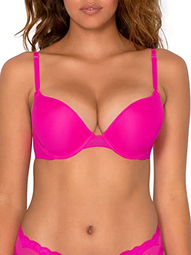 Smart & Sexy Women's Maximum Cleavage Underwire Push Up Bra, Electric Pink (Mesh), 36B