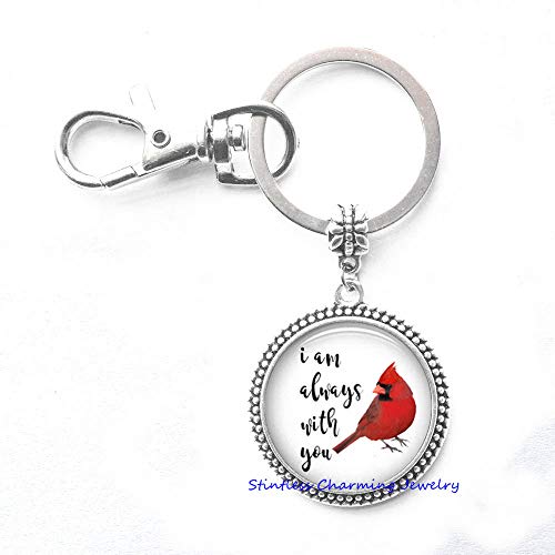 Cardinal Key Ring - Red Cardinal Keychain - Resin Jewelry Key Ring - Cardinal Keychain- Sympathy Gift - I Am Always With You - Grief Jewelry - JV79