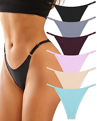 Which is Adjustable Seamless Underwear for Women Sexy Underwear No Show String Bikini High Cut Cheeky Panties 6 Pack XS-L