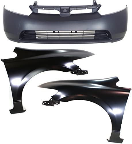 Evan Fischer Bumper Cover Kit Compatible With 2006-2008 Honda Civic, For 1.8L Sedan Hybrid Models CAPA Certified Front Driver and Passenger Side