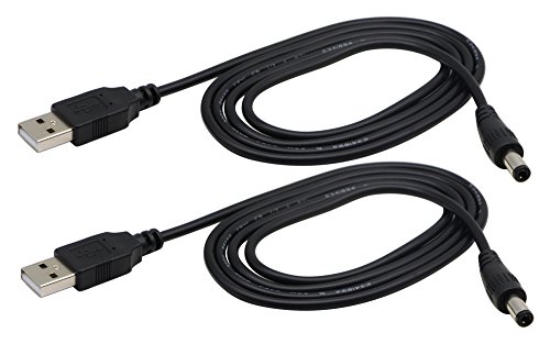 zdyCGTime USB 2.0 A Male to DC 5.5x2.5mm Male Adapter Cable 5 Volt DC Barrel Power Jack Charging Cable for Tablet, Electronic Dog, Access Control Attendance (1M/3.3ft, DC5.5x2.5mm)(2packs)