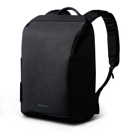 KORIN Laptop Bag for Men Women - Anti-Theft Laptop Backpack 15.6' Travel Backpack with USB Charging Port, Anti-cut Original Design SnapPack Backpack For Traveling, Hiking, Commuting, Black