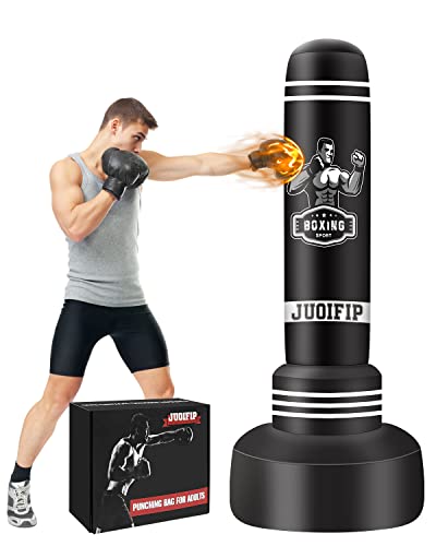 JUOIFIP Freestanding Punching Bags for Adults - 69' Freestanding Heavy Boxing Bag for Adult - Men Standing Boxing Bag Inflatable Kickboxing Bag for Home Office Gym （with Gift Box）