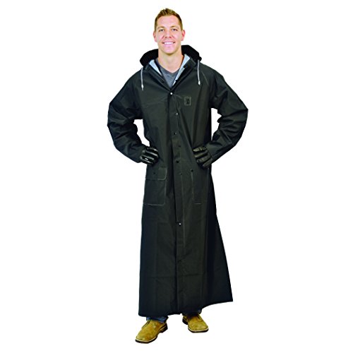 Galeton 12560-L-BK Repel Rainwear 0.35 mm PVC 60' Raincoat for More Coverage, Large, Black