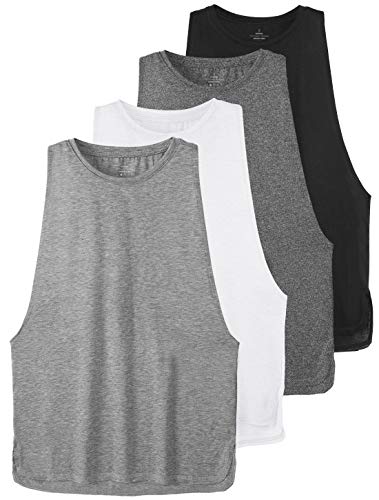 Cosy Pyro Workout Tank Tops for Women Lightweight Running Tanks Basic Gym Tops Sleeveless Athletic Yoga Shirts-4 Pack Black/Dark Gray/White/Light Gray XL