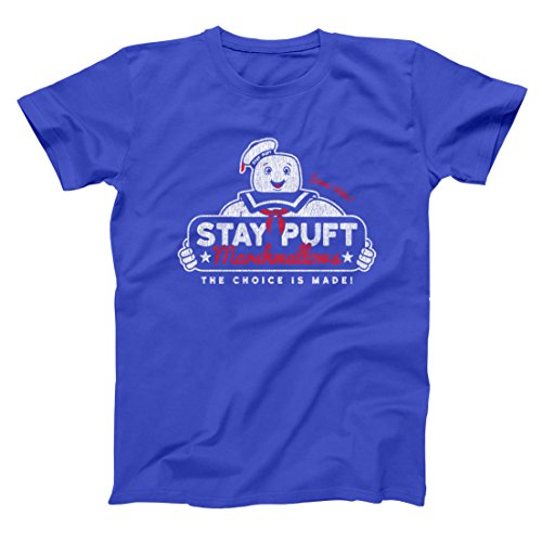 Stay Puft Marshmallows Funny Old School Movie Ghost Fighting Marshmallow Man Mens Shirt Large Royal