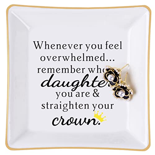 Piudee Daughter Gift from Mom, Gifts for Daughter Ring Dish - When You Feel Overwhelmed...Straighten Your Crown, Christmas Birthday Gift for Daughter Adult Valentines Wedding Mothers' Day Gifts