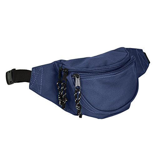 DALIX Fanny Pack w/ 3 Pockets Traveling Concealment Pouch Airport Money Bag (Navy Blue)