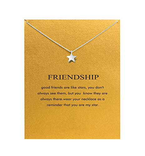 Hundred River Friendship Necklace Star Pendant Chain Necklace with Message Card Gift Card (Star 2s)