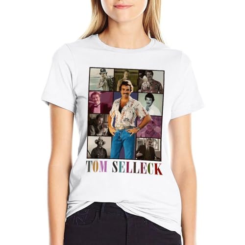 Tom Actor Selleck Shirt Women's Casual Summer Short Sleeve Graphic T Shirts Trendy Basic Tees Tops