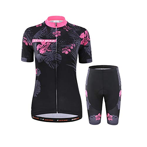 Women's Short Sleeve Cycling Jersey Set Full Zip Bicycle Shirt Jacket Quick Dry Breathable Mountain Bike Top Clothing