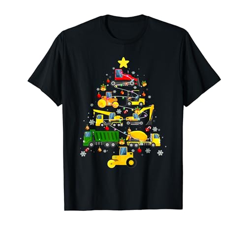 Construction Excavator Christmas Tree For Boys Girls Toddler T-Shirt