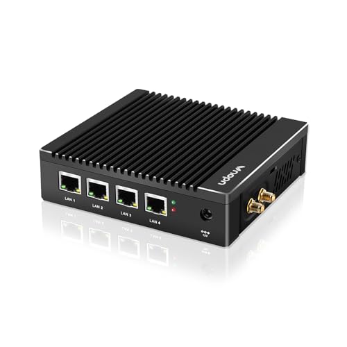 VNOPN Micro Firewall Appliance 4 Intel 2.5GbE i225 LAN Ports 8GB RAM DDR3 128GB mSATA SSD, Fanless Mini PC Intel N 3700 Quad Core, Network Soft Router Windows 10, Support AES NI/WiFi