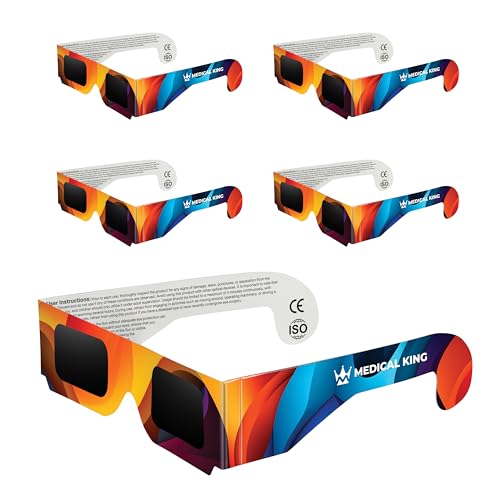 Medical king Solar Eclipse Glasses (5 pack) 2024 CE and ISO Certified Approved 2024 Safe Shades for Direct Sun Viewing