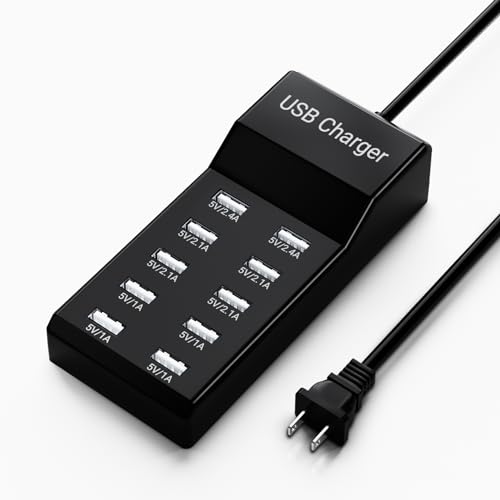 UMERYU USB Charging Station 50w10A 10-Port USB Charger, Multiport USB Charger Station Hub, Compatible with iPhone, Galaxy, iPad Tablet, and Other USB Charging Devices