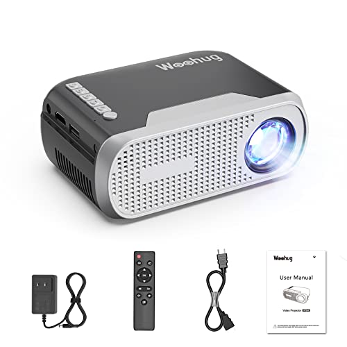 Mini Projector for iphone, Woohug Mini Portable Projector, Movie Projector for Outdoor Use, Small Home Theater Projector Full HD 1080P Supported Projector Compatible with HDMI, USB