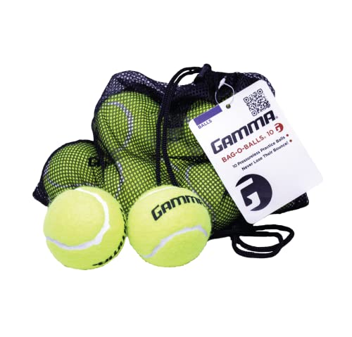 GAMMA Sports Pressureless Tennis-Balls with Mesh Tennis-Ball Bag 10 Pack