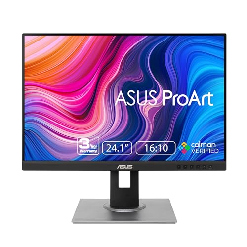 ASUS ProArt Display PA248QV 24.1” WUXGA (1920 x 1200) 16:10 Monitor, 100% sRGB/Rec.709 ΔE  2, IPS, DisplayPort HDMI D-Sub, Calman Verified, Anti-glare, Tilt Pivot Swivel Height Adjustable, Black