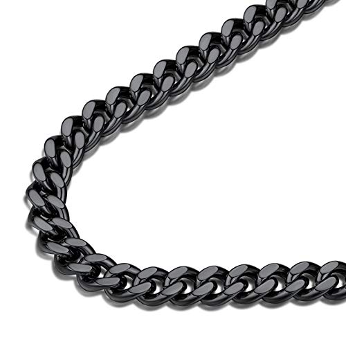 FindChic Black Chain Necklace for Men Thick Cuban Link Men's Curb Chain Necklace Rapper Hippie Chains 7MM 20''