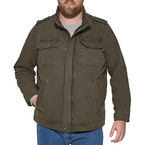 Levi's Men's Washed Cotton Military Jacket, Olive, XX-Large