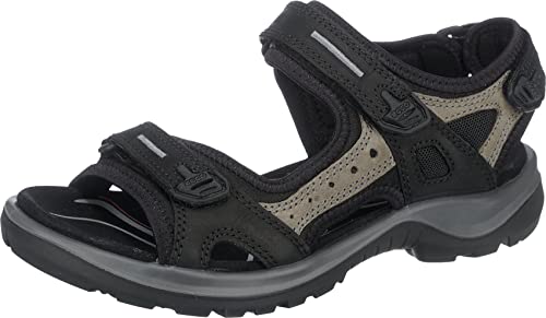 ECCO Women's Yucatan Sport Sandal, Black/Mole/Black Oil Nubuck, 8-8.5