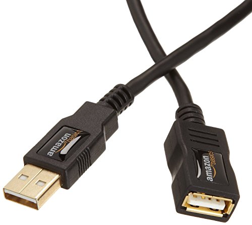 Amazon Basics 2-Pack USB-A 2.0 Extension Cable, for Printer, Mouse or Keyboard, Male to Female, 480Mbps Transfer Speed, 3.3 Foot, Black
