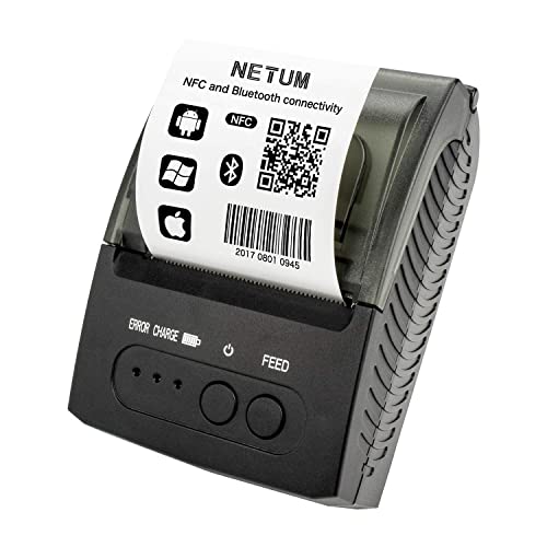 NETUM Bluetooth Receipt Printer, Portable 58mm Mini Thermal Pos Printer, Compatible with Android/Windows