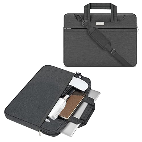 HESTECH Laptop Shoulder Bag, 15.6' Laptop Case Sleeve Business Messenger Briefcase Carrying Handbag for Women Men Fits 15-16 Inch Dell HP Acer Aspire 5/Predator Helios 300 Chromebook,Gray