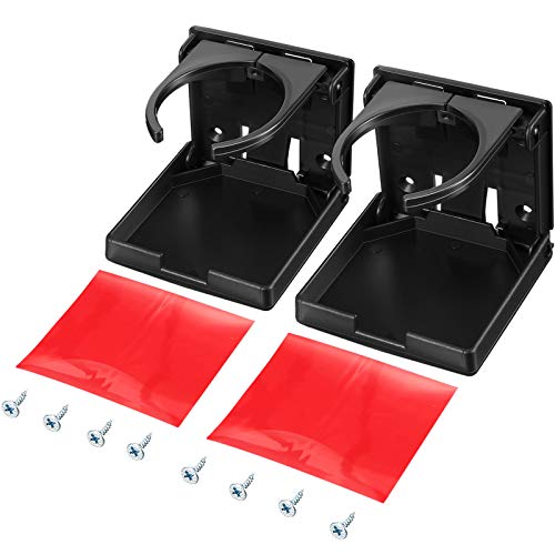 2 Pack Universal Adjustable Folding Drink Holder with Screws for Holding Mugs, Large Drinks and Almost Any Size Bottle, Adjustable Cup Holder for Boat/Car/Trucks/RVs/Vans/Home/Leisure Centre