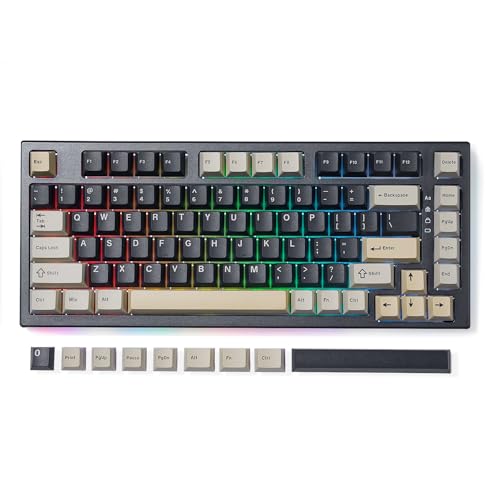 YUNZII YZ75 75% Hot Swappable Wireless Gaming Mechanical Keyboard, RGB Backlights, BT5.0/2.4G/USB-C, Dye Sub PBT Keycaps for Linux/Win/Mac(Gateron G Pro Brown, Black)