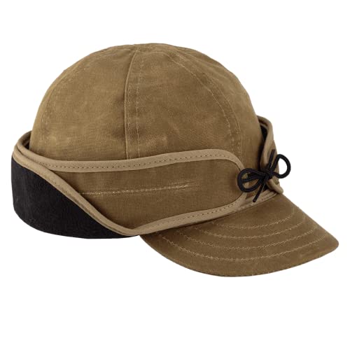 Stormy Kromer Waxed Rancher Cap - Winter Waxed Cotton Hat with Fleece Earflaps Sand