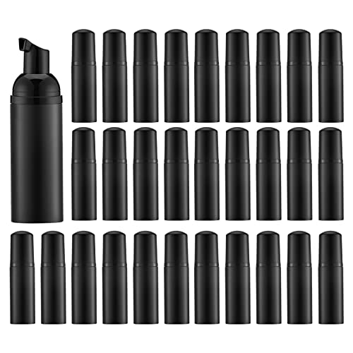 Tekson 30PCS Soap Foam Bottle (2 oz), Empty Travel Foaming Lash Shampoo for Cleanser, Dispenser (Black Cap)