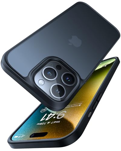 TORRAS Shockproof Designed for iPhone 15 Pro Max Case, [12FT Military Grade Drop Tested] Translucent Slim Protective Matte Anti-Scratch Hard Phone Cover Case for iPhone 15 ProMax Case,Black Titanium