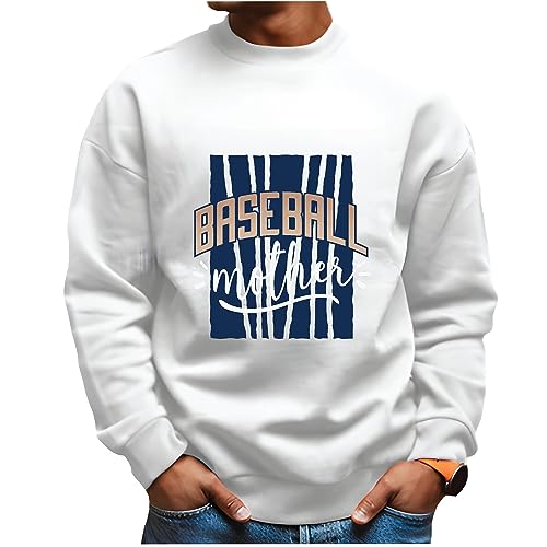 Gift for Sports Fans Mother Lettering on Blue Background Ball Design White Muticolor Unisex Sweatshirt