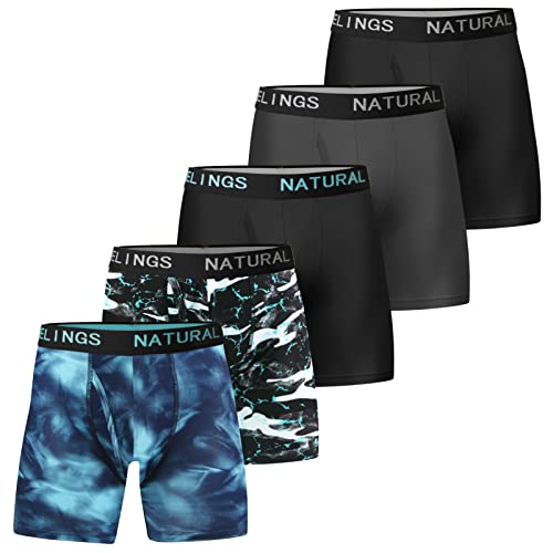 Natural Feelings Mens Underwear Polyester Boxer Briefs for Men Pack Stretch Performance Quick Dry Sports Underwear L
