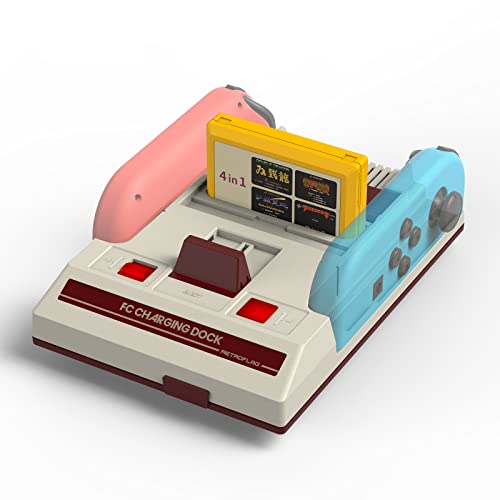 Retroflag FC Joy-Con Charging Dock for Switch with Overcharge Protection, Fully Functioning LED Charging Indicator, Classic Famicom Style Design with Cassette Game Card Storage