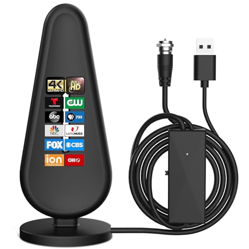 HDTV Indoor Digital TV Antenna Up with Amplifier Signal Booster, 560+ Miles Range TV Antenna for Smart TV,4K 1080P Free Local Channels Support All Television with 10ft Coaxial Cable