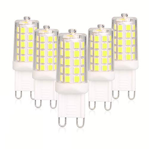 BAOMING G9 LED Bulb Daylight Dimmable 4W, 40W T4 G9 Halogen Equivalent,6000K 120V No-Flicker, Chandelier Lighting 450LM (5 Pack)