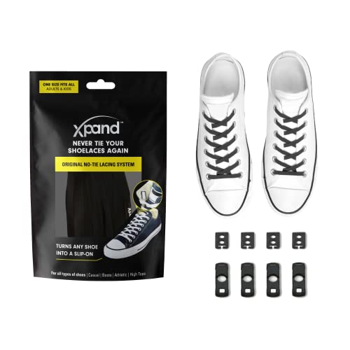Xpand No Tie Shoelaces System with Elastic Laces - One Size Fits All Adult and Kids Shoes
