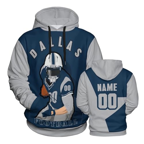 Quzeoxb Custom Dallas Hoodies Personalized Name Number Pullover Hooded Sweatshirts Football Fans Gifts for Men Women Youths