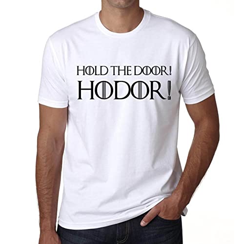 Men's Graphic T-Shirt Hold The Door Hodor Eco-Friendly Limited Edition Short Sleeve Tee-Shirt Vintage Birthday Gift Novelty White L
