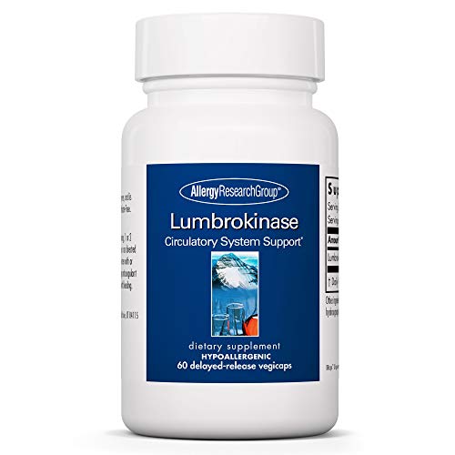 Allergy Research Group Lumbrokinase Supplement - Circulatory System Support, Supports Blood Circulation Already in The Normal Range - 60 Delayed Release Vegetarian Capsules