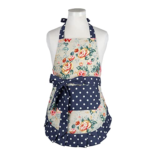 NEOVIVA Toddler Girls Apron with Pockets for Daily Play Kitchen, Double-layered Kitchen Apron for Children, Style Kathy, Floral Quarry Bloom
