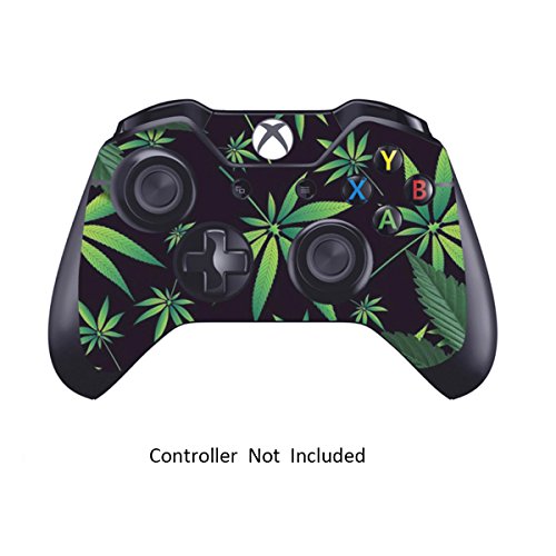 Skins Stickers for Xbox One Games Controller - Custom Orginal Xbox 1 Remote Controller Wired Wireless Protective Vinyl Decals Covers - Leather Texture Protector Accessories - Weeds Black