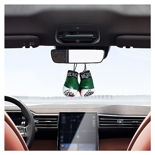 Kewucn 1 Pair Mini Boxing Gloves for Car Mirror, Miniature Punching Gloves Christmas Ornament, Hanging Decoration or Souvenir Display for Home & Car Use, Universal Auto Accessories (Mexico)