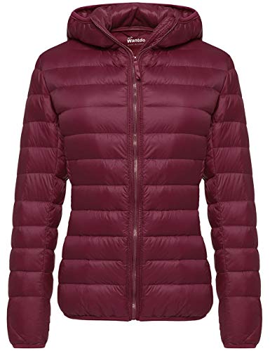 wantdo Women's Packable Plus Down Jacket Light Weight Bubble Coat (Wine Red, 3X-Large)