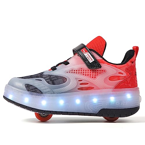 Ylllu Kids LED USB Charging Roller Skate Shoes with Wheel Shoes Light up Roller Shoes for Girls Boys Children(13 US Little Kid)