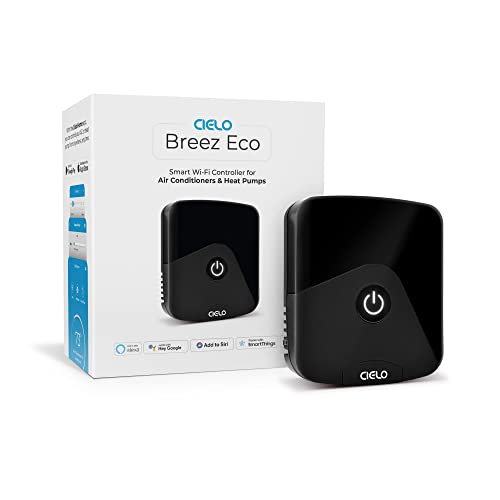 Cielo Breez Eco Smart AC Controller | Works with Mini Split, Window & Portable ACS | WiFi, Alexa, Google, SmartThings, IFTTT, Free Apps, NO Subscriptions | Schedules, Geofencing, Comfy & More (Black)